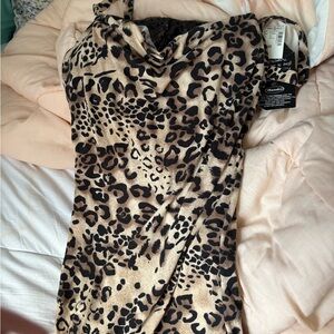Boohoo Animal Print Cowl Neck Dress